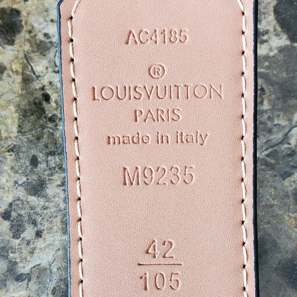 Louis Vuitton Damier Graphite Canvas Belt with Black LV Buckle and Pink Interior